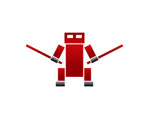 brick robot character simple logo