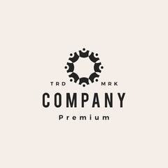 Fototapeta premium eight people team work family hipster vintage logo vector icon illustration