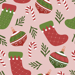 Christmas holiday seamless pattern illustration for linen, fabric, wallpaper and textile