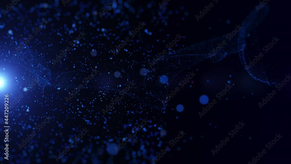 Poster Particle Fluid Wave Pattern Light Flare Seamless Loop 4K Motion Background.