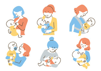 赤ちゃんとお母さん_セット_色