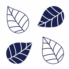 Set of Leaf icon line icon and outline