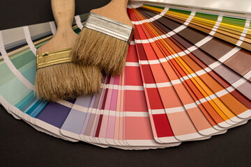 coloring pallette colorful with paint brush