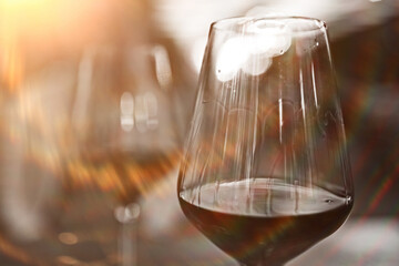 red wine glass restaurant, background bar wine tasting