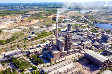 Flying over the сement manufacturing plant