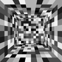 A 3D View Of Chessboard Mosaic Pattern
