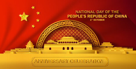 Travel china with national day people's republic of China. - obrazy, fototapety, plakaty
