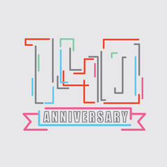 140th Years Anniversary Logo Birthday Celebration Abstract Design Vector Illustration.