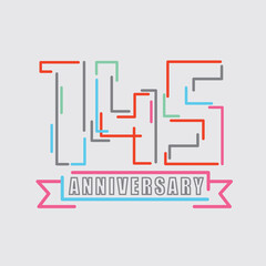 145th Years Anniversary Logo Birthday Celebration Abstract Design Vector Illustration.