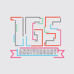 165th Years Anniversary Logo Birthday Celebration Abstract Design Vector Illustration.