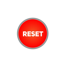 Red reset button isolated on white background