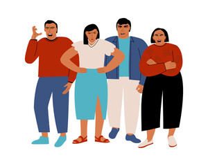 Obraz premium A crowd of angry people. Men and women expressing negative emotions. Vector flat illustration with furious characters
