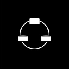 Connected data icon isolated on dark background