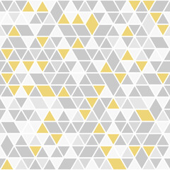 Geometric pattern with gray and golden triangles. Geometric modern ornament. Seamless abstract background