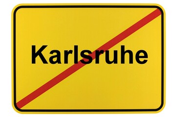 Illustration eines Stadtausgangsschildes der Stadt Karlsruhe