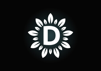 Initial D monogram letter alphabet with leaf wreath. Green leaf, flower logo design concept. Modern vector logo design for business, and company identity.