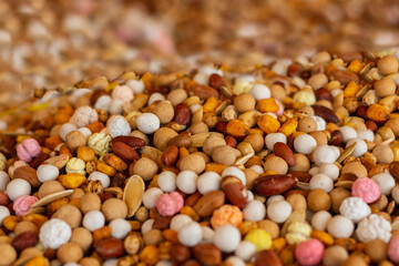 traditional turkish cuisine, nuts and other snacks. chickpeas, pumpkin seeds, candied chickpeas, spicy corn, tofu, soybean chickpeas.