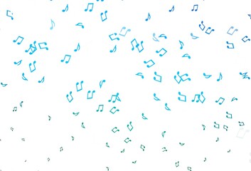 Light Blue, Green vector texture with musical notes.