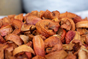 dried apple slices using traditional and organic methods. For use in making tea, compote or juice