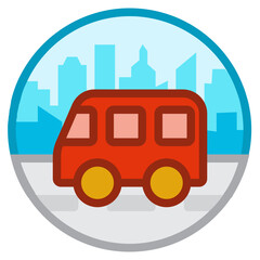 Van ,City Tourism filled outline icon.