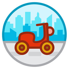 Motorbike ,City Tourism filled outline icon.