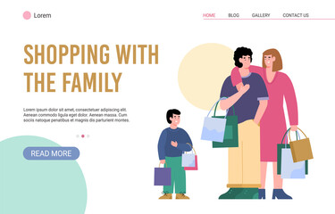 Vector web banner for weekend or holiday family shopping.