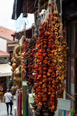 Fototapeta premium traditionally dried aubergines, eggplants and bell peppers.