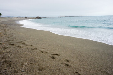 Foot Path on Katsurahama Beach Kochi , Japan - 日本 高知県 桂浜の海 足跡