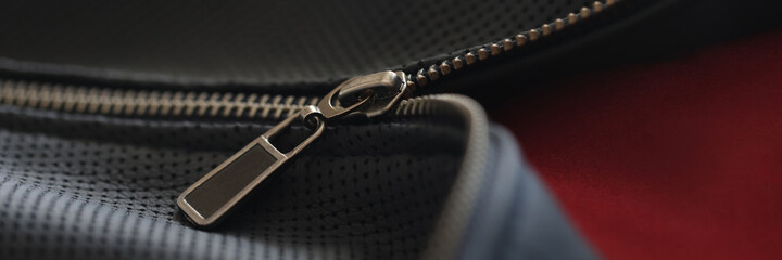 Black jacket with closed zip. Accessories clothing selection © H_Ko