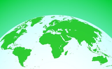 Background for a presentation on ecology. The green planet. Abstract vector illustration of the globe with green continents. A banner for creativity.