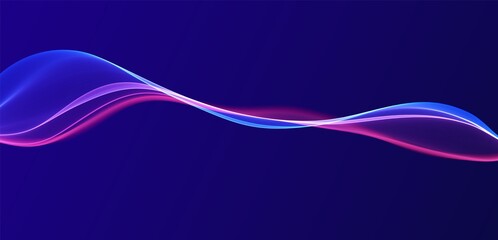 Obraz premium Abstract blue and red lines background. Flow dynamic wave. Digital data structure. Future mesh or sound wave. Motion visualization. Magic vector illustration.