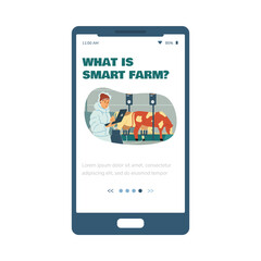 Smart farm wireless control onboarding pages kit, flat vector illustration.
