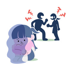 喧嘩する親と、隅にいる女の子