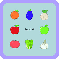 과일, 채소 음식 세트 일러스트