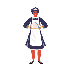 Hotel female maid in flat cartoon style vector illustration isolated