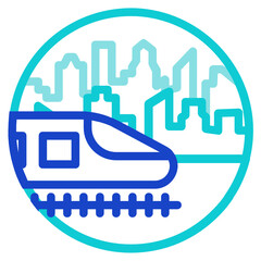 Train ,City Tourism outline icon.