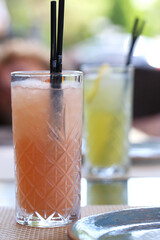 strawberry and apple lemonade is on the table