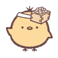 節分の豆のお面をかぶるヒヨコ © kino
