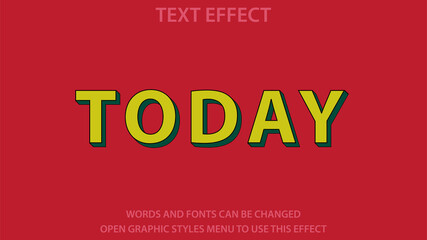 today style yelow colour with red background text effect template with 3d bold style use for logo and business brand