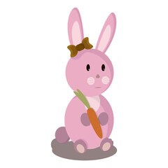 one girl bunny with a carrot in a lapkaz and a bow n6a in the ear