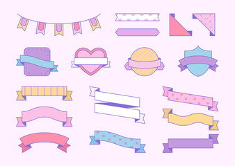 Various types of logo ribbons set.
