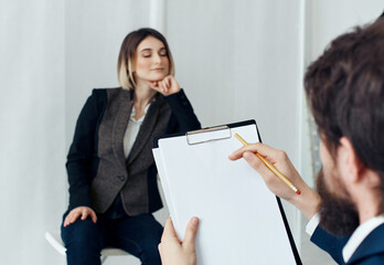business man neck woman work team recruitment