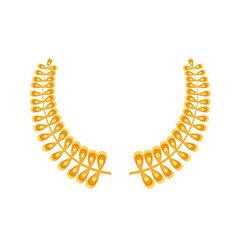 Golden laurel. First place winner, golden award, laurus. Isolated vector icon of golden triumph first place cartoon style.