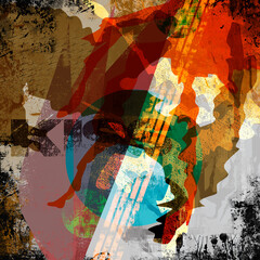 Grunge collage with abstract elements and forms on grunge textured background