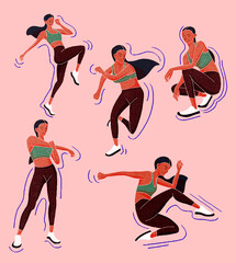 Set of Silhouettes - Sporty Woman