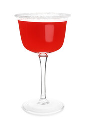 Glass of Hemingway daiquiri cocktail on white background