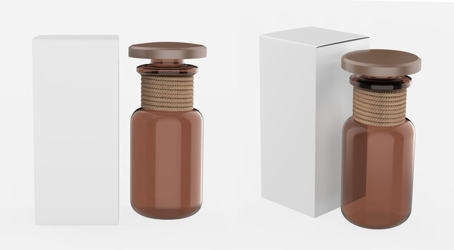 Matte Ceramic Bottle Mockup - protein, vitamins, bcaa, tablets. Photo-realistic packaging mockup template with sample design. 3d illustration.
