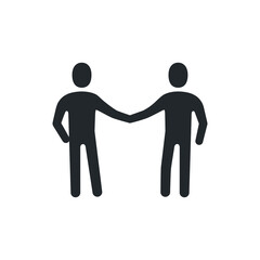 flat vector illustration isolated on white background, black color people icon, business man silhouette with handshake