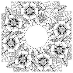 mehndi flower decorative ornament in ethnic oriental style. doodle ornament. outline hand draw.