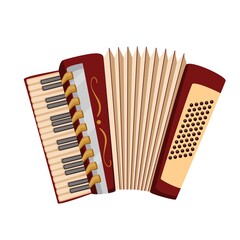Accordion, musical instrument of beer festival Oktoberfest. Vector illustration.